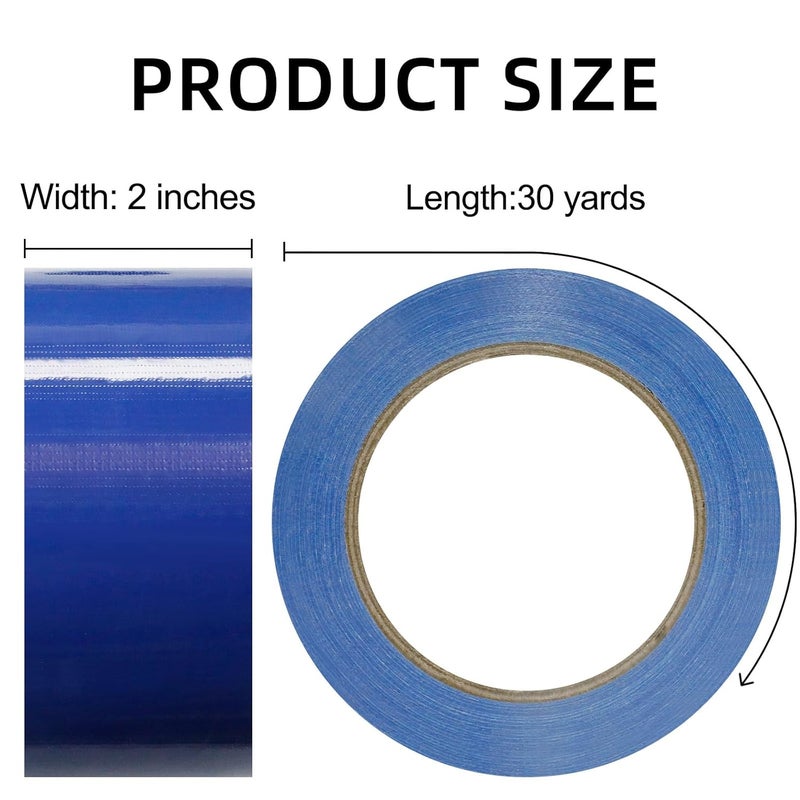 ROSEUP 2 Pack Duct Tape Heavy Duty,7.5 Mil Thickness,2 Inches x 30 Yards,Flexible,No Residue,Waterproof and Tear by Hand,Multi-Use for Indoor & Outdoor, Blue - Image 2